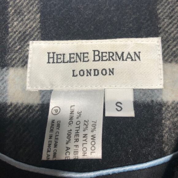 Helene Berman Plaid Wool Coat Oversized Gray S - Picture 6 of 14